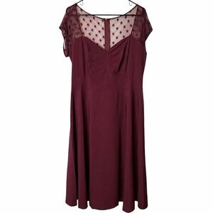 Torrid Merlot Dot Mesh Elegant Burgundy Cocktail Dress 10417227 NWT Size 12